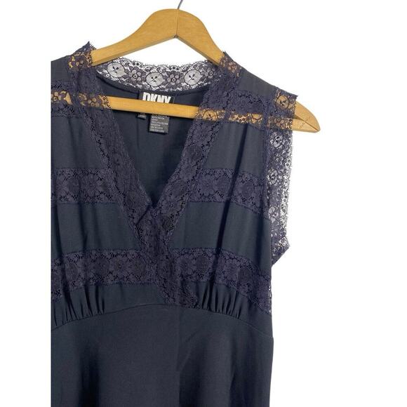 DKNY Black Lace Dress Size 10 Y2K Babydoll Vamp Grunge Whimsigoth Romantic VTG - Picture 4 of 9